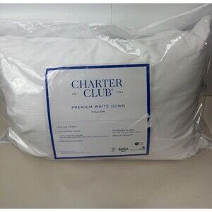 Charter Club White Down Medium Density Pillow, Standard/Queen $200